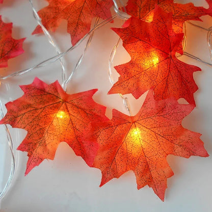 2M 10LED Artificial Autumn Maple Leaves Garland