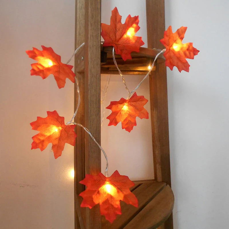 2M 10LED Artificial Autumn Maple Leaves Garland