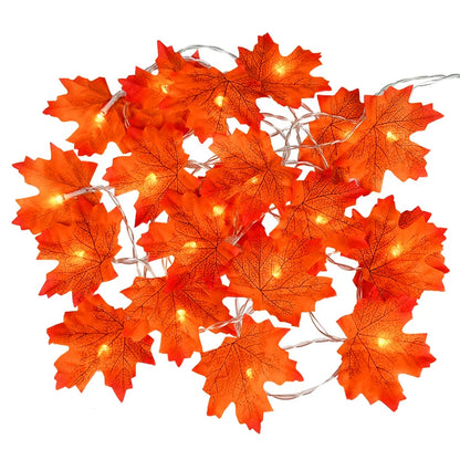 2M 10LED Artificial Autumn Maple Leaves Garland