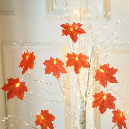 2M 10LED Artificial Autumn Maple Leaves Garland