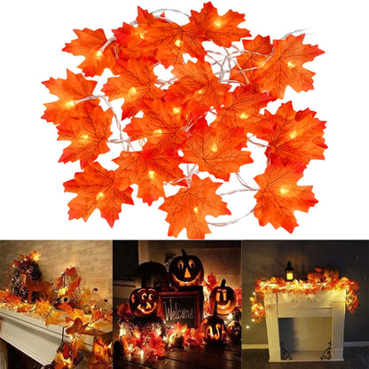 2M 10LED Artificial Autumn Maple Leaves Garland