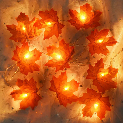 2M 10LED Artificial Autumn Maple Leaves Garland