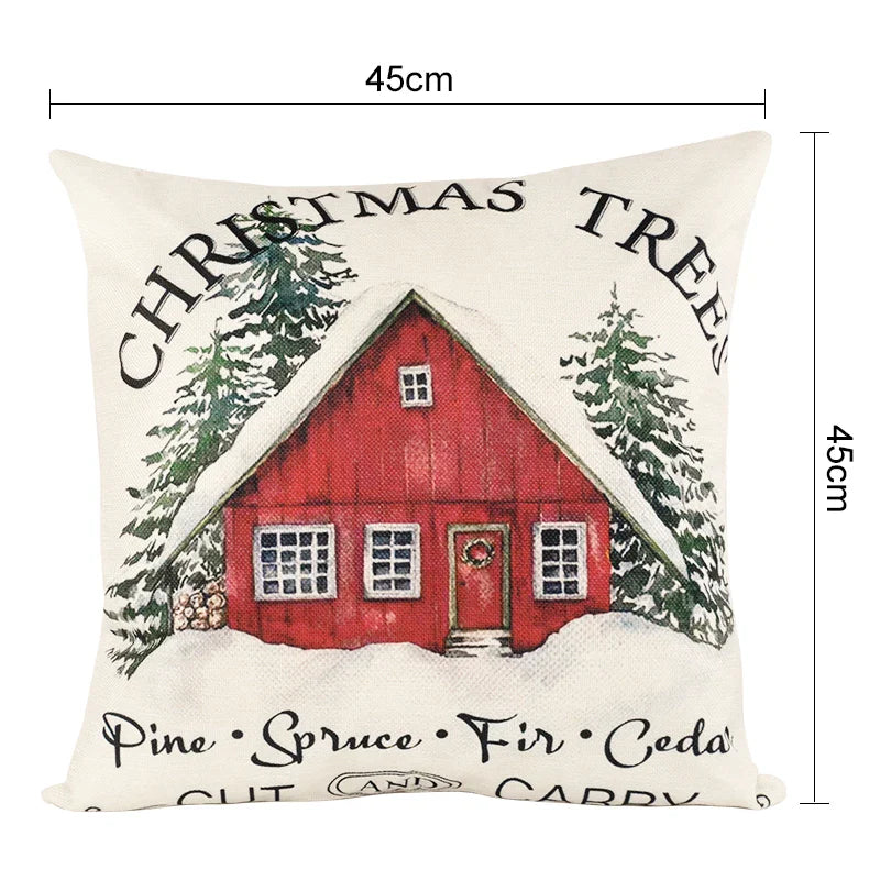 Linen Merry Christmas Pillow Cover