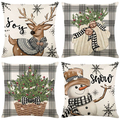 Linen Merry Christmas Pillow Cover