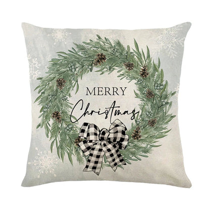 Linen Merry Christmas Pillow Cover