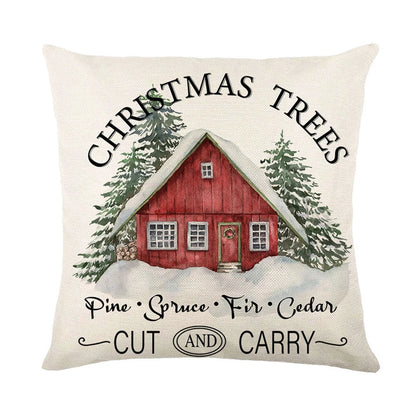 Linen Merry Christmas Pillow Cover