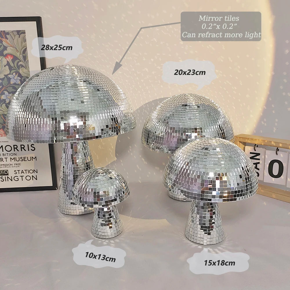 Mirrored Mushroom Disco Balls - 7" tall