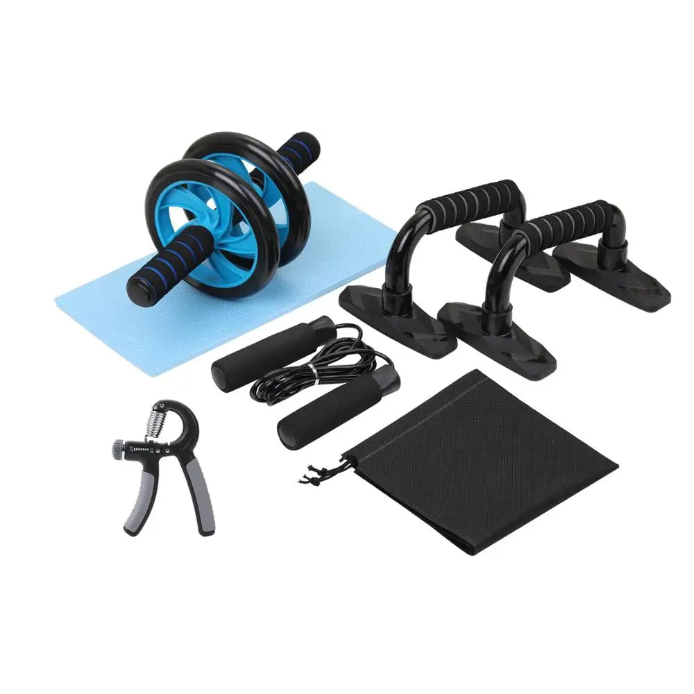 Home Fitness Set: Abdominal Wheel Roller, Push-Up Bar, and Jump Rope